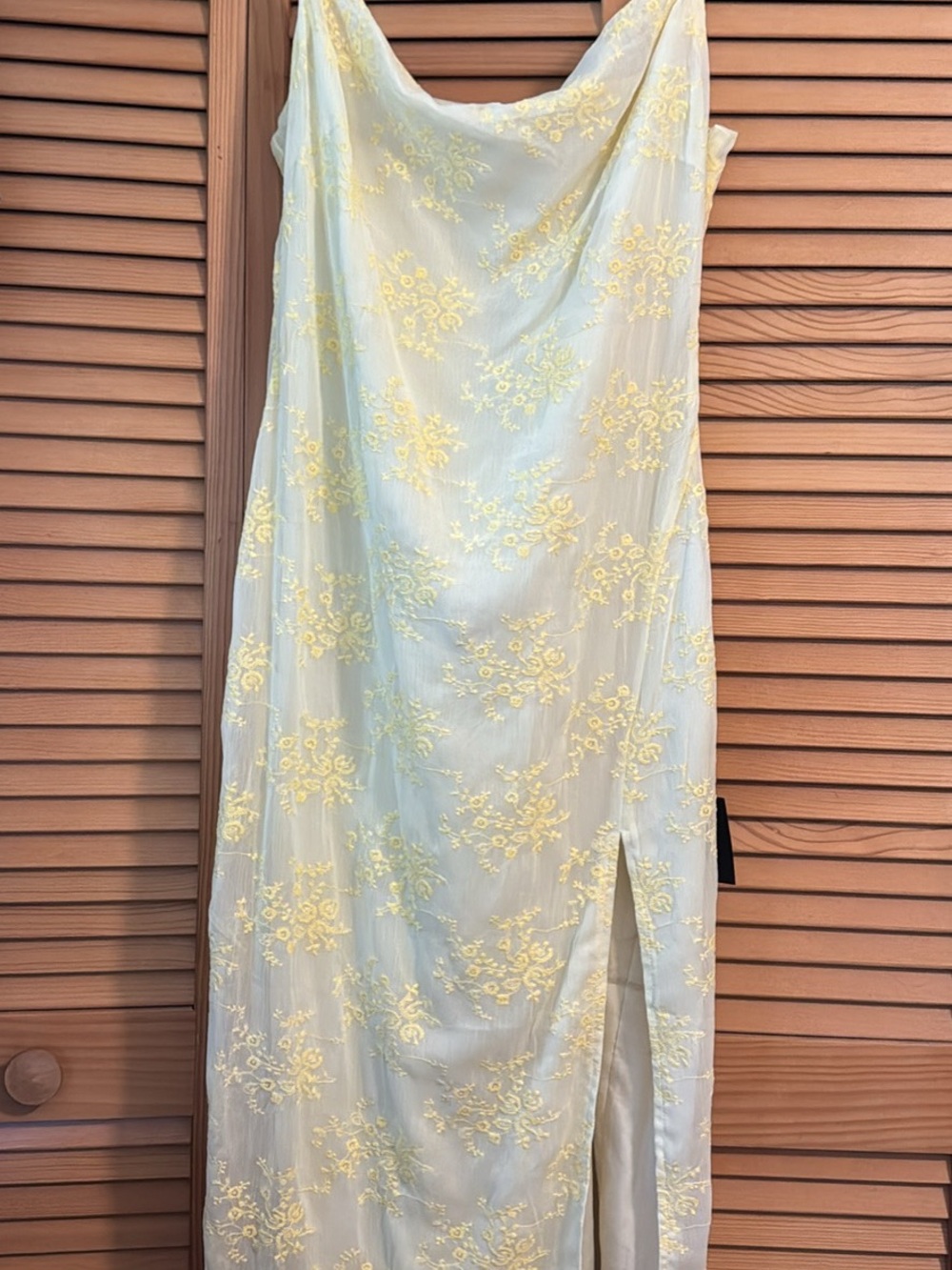 Lulu's Pale Blue Maxi Dress with Yellow Floral Lace